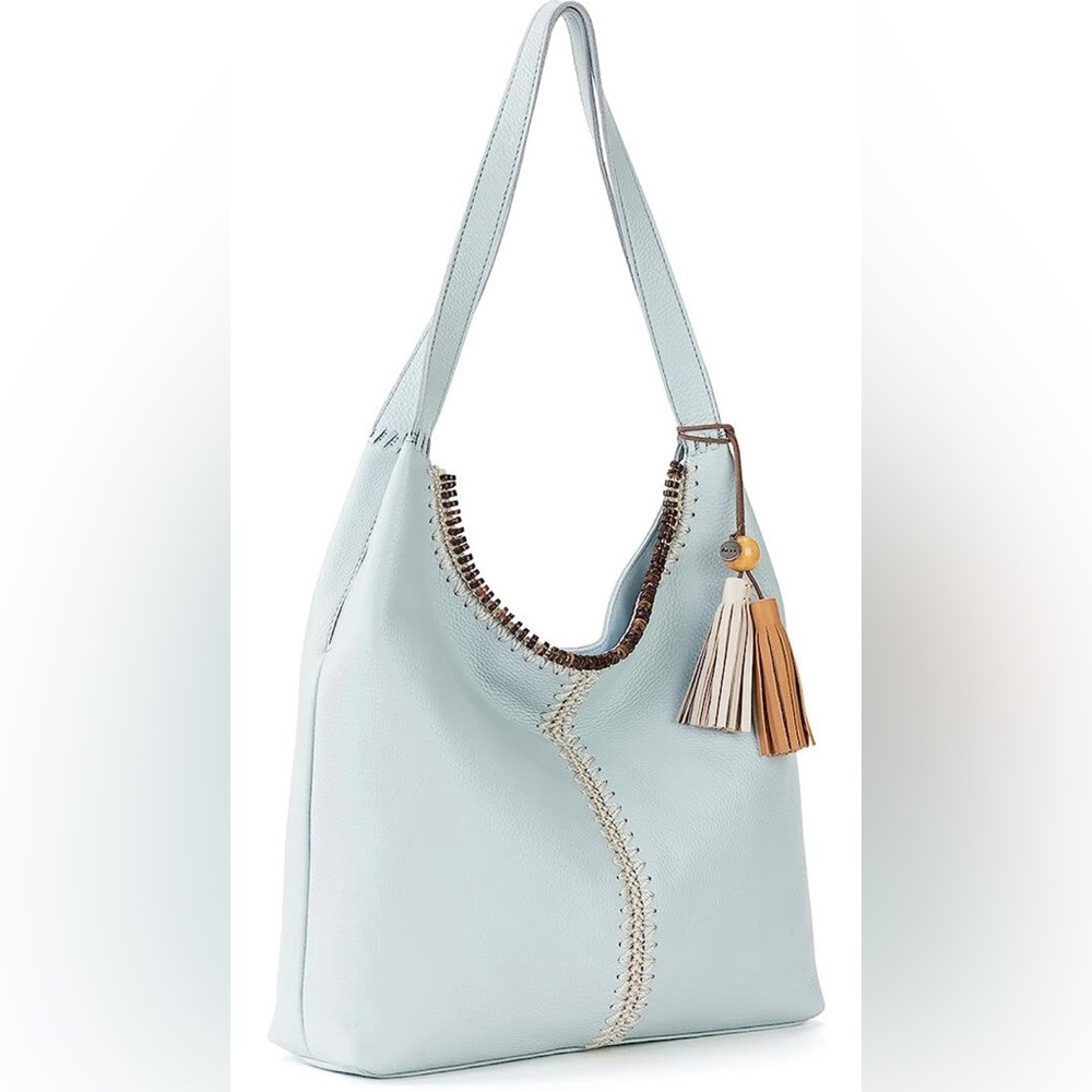 The Sak Light Blue Hobo Bag with Tan Tassel - Picture 4 of 8